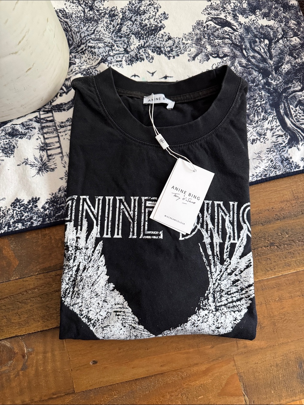 Anine Bing Washed Black Eagle Graphic Tee NWT Large - Picture 7 of 7